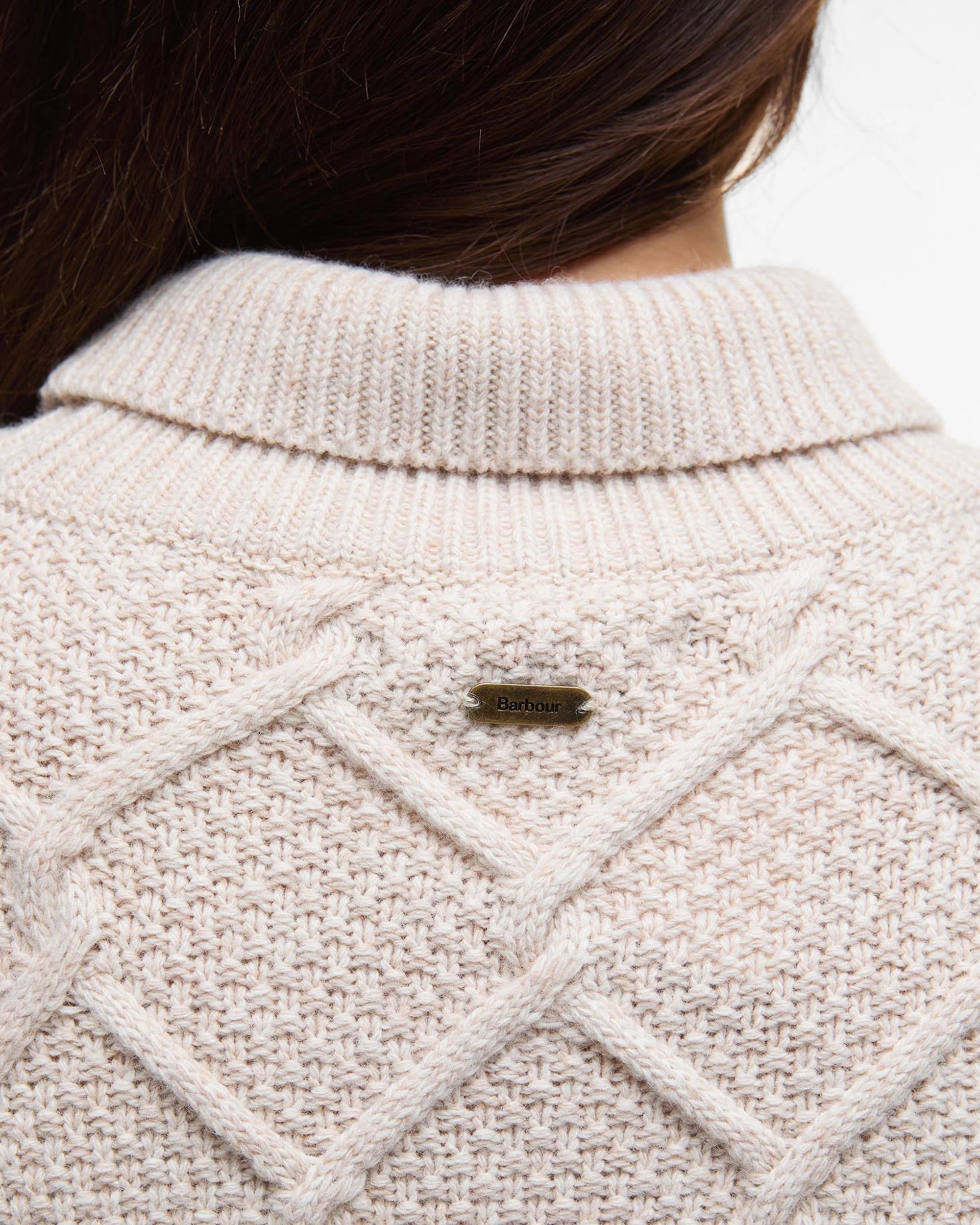 Burne Roll Neck Knit AW25 Barbour Donna - Oatmeal