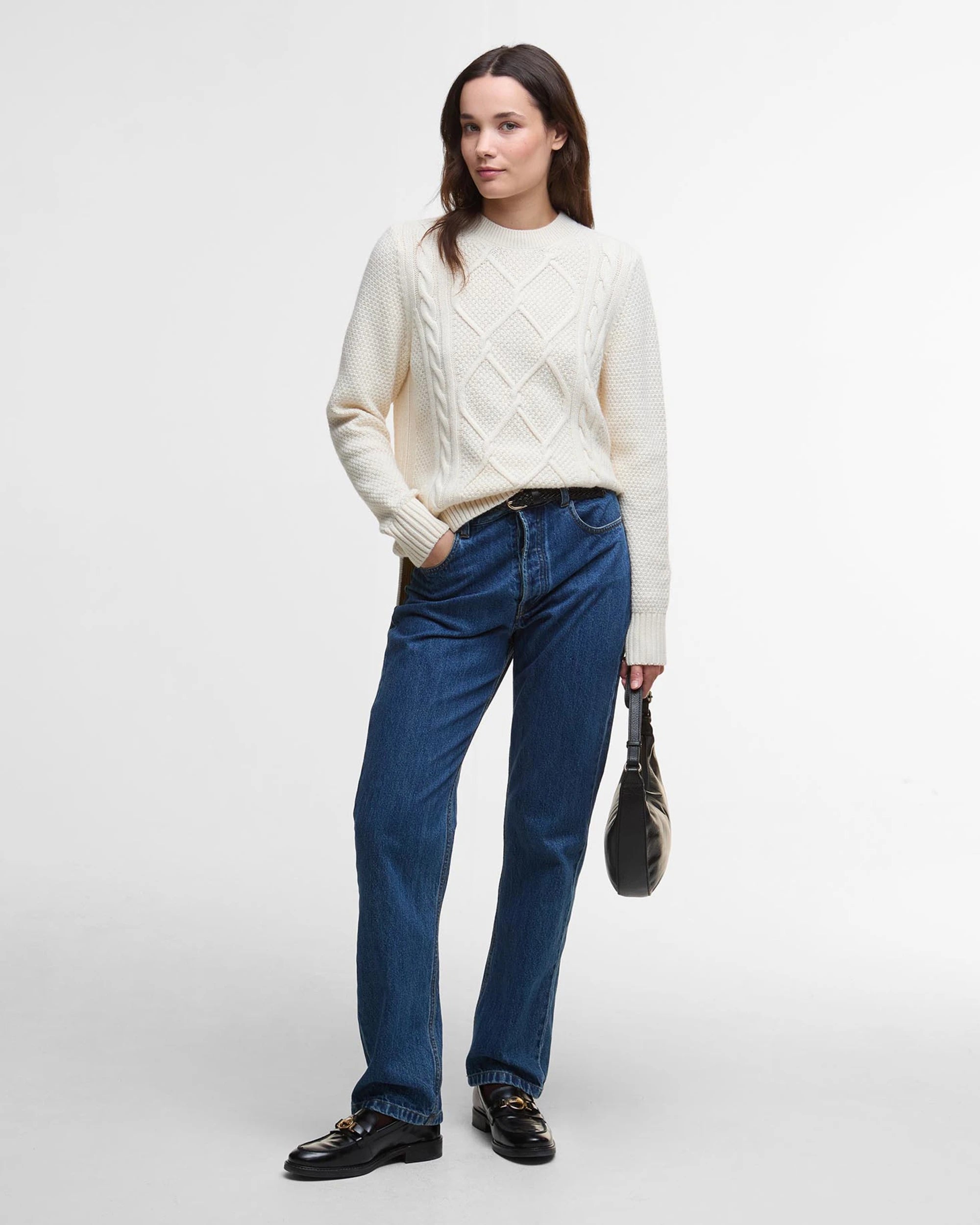 Burne Crew Knitted Jumper AW25 Barbour Donna - Ecru