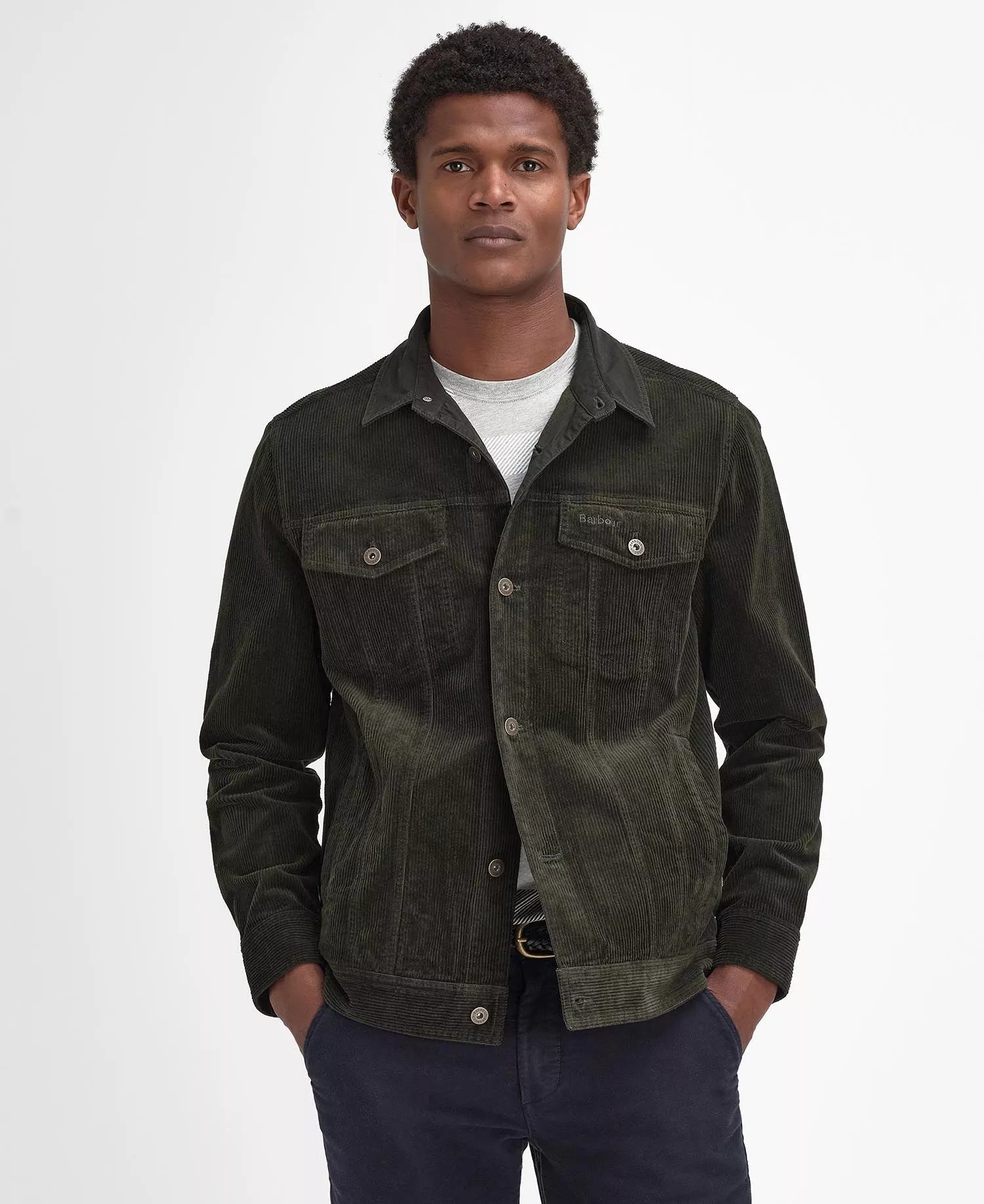 Regular Garment Dyed Cord Overshirt Fw24 Barbour - Forest