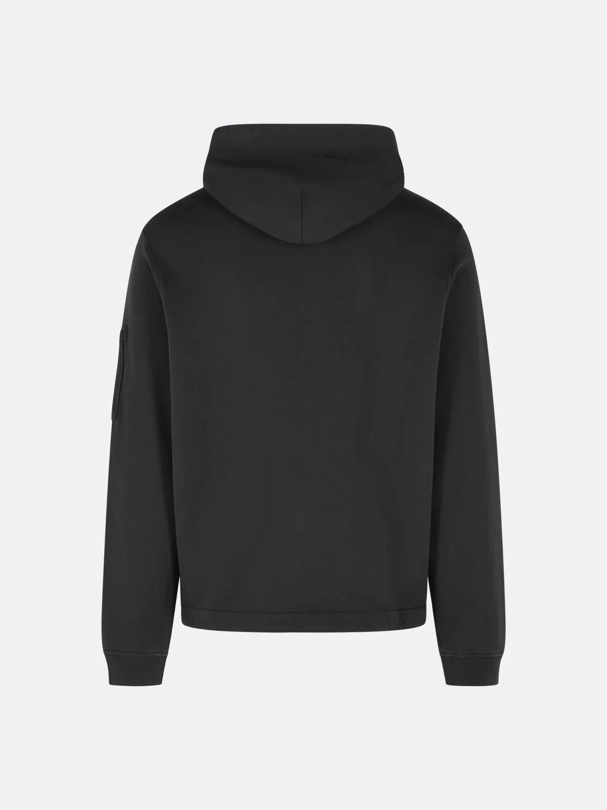 Cotton Diagonal Fleece Zip Hooded Sweatshirt C.P. Company - Black