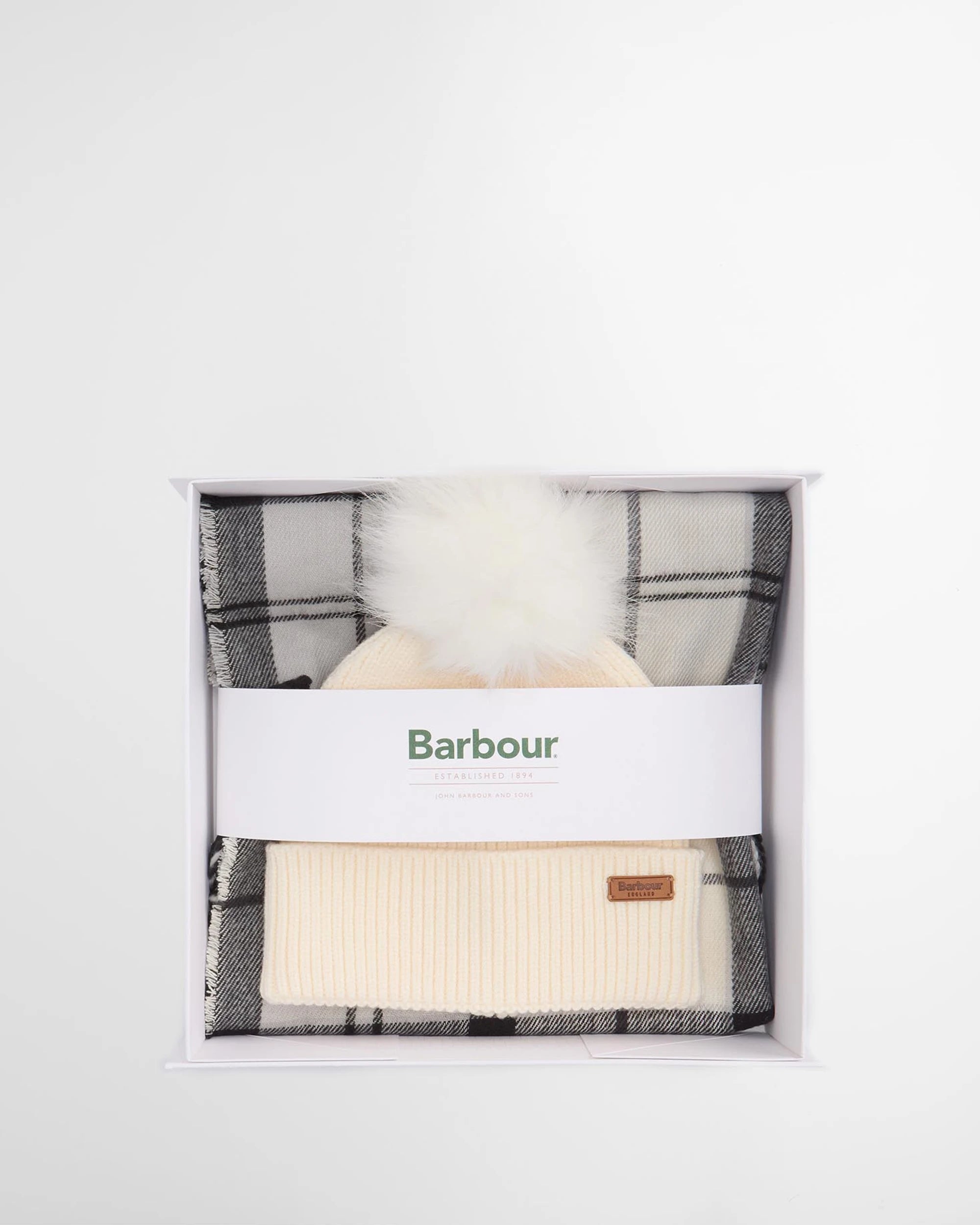 Dover Gift Set Beanie & Hailes Scarf Set AW25 Barbour - Monochrome Tartan