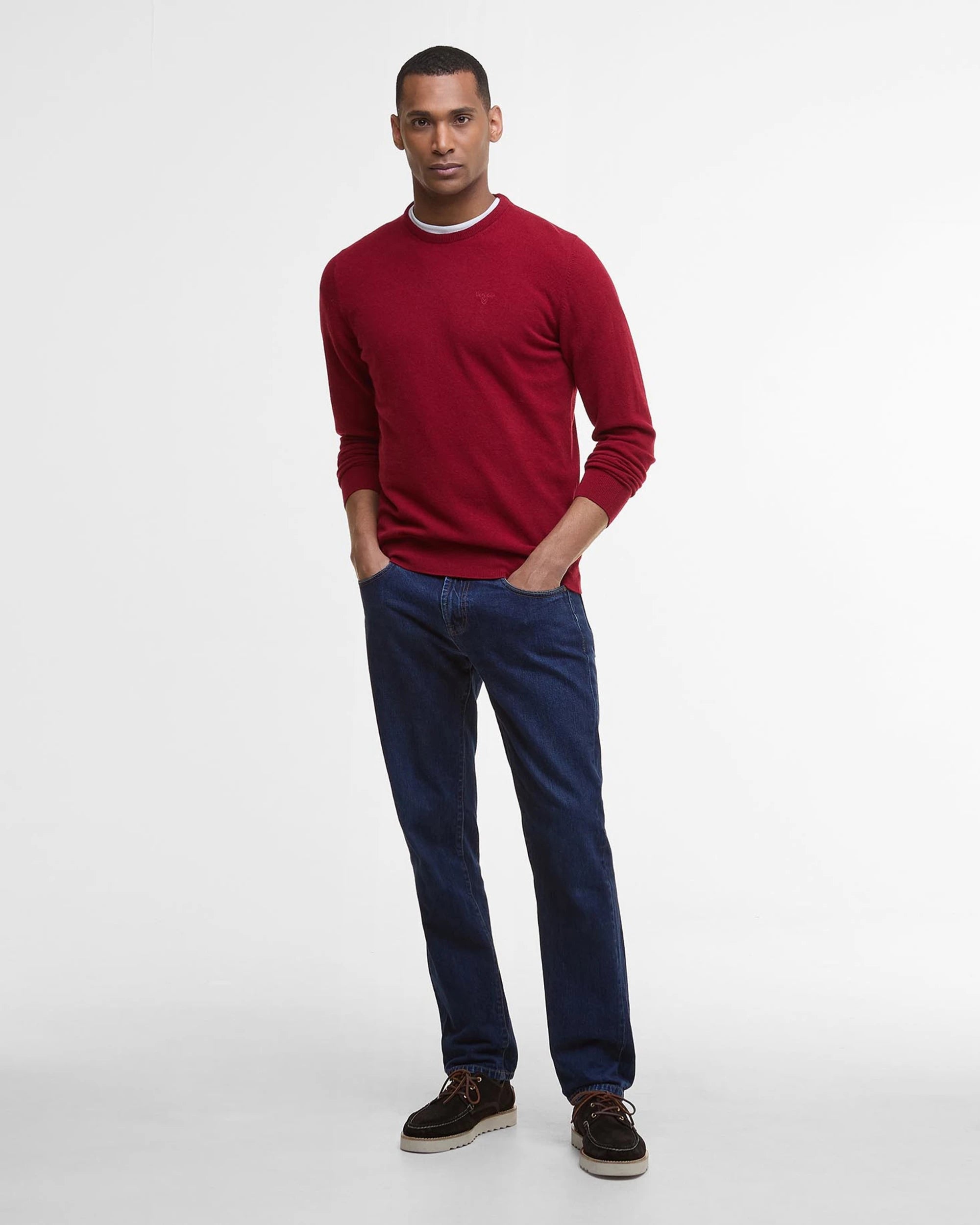 Essential L/Wool Crew AW25 Barbour - Biking Red