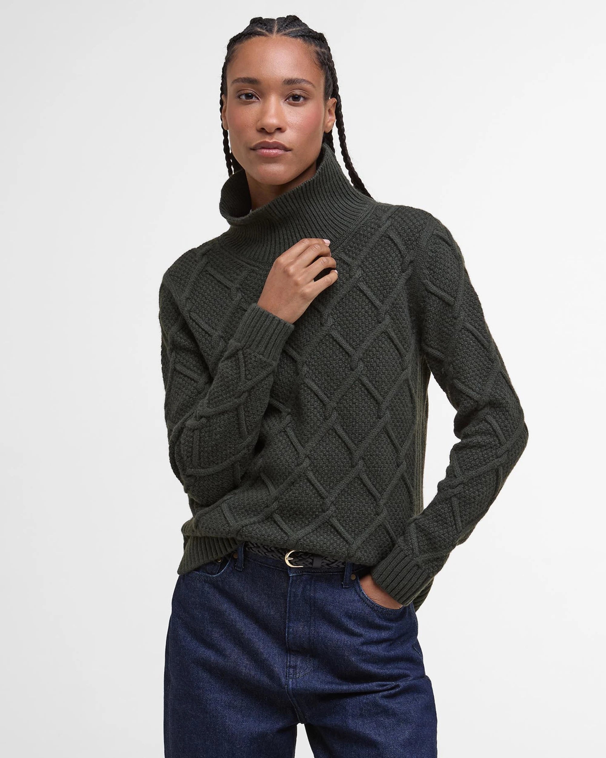 Burne Roll Neck Knit AW25 Barbour Donna - Olive