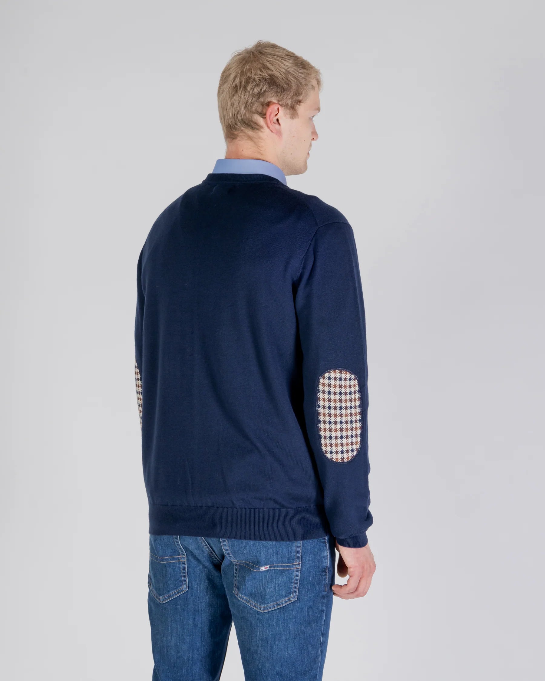 Active Club Check Sleeves Sweater Aquascutum - Navy