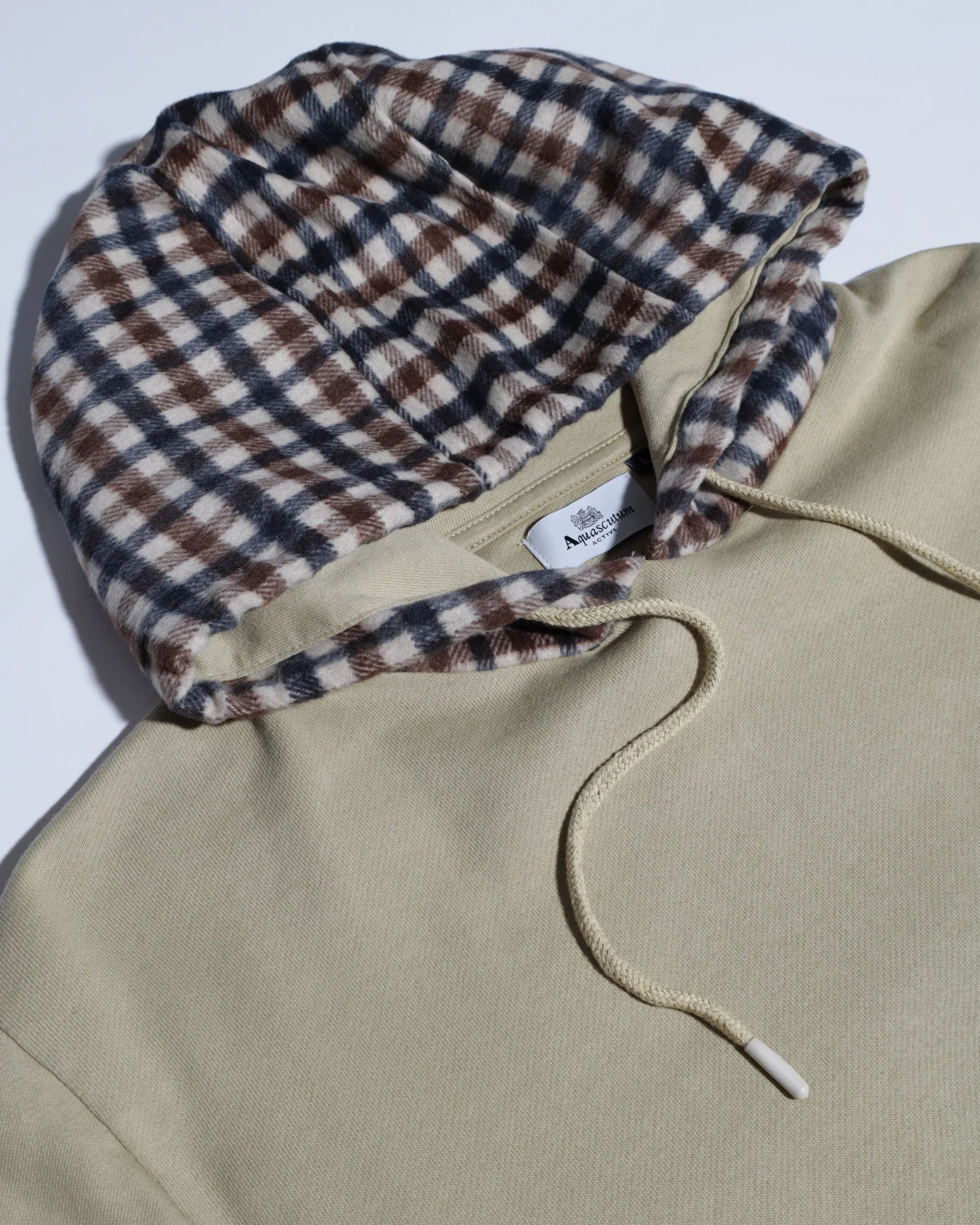 Active Club Check Merino Hoodie Aquascutum - Beige