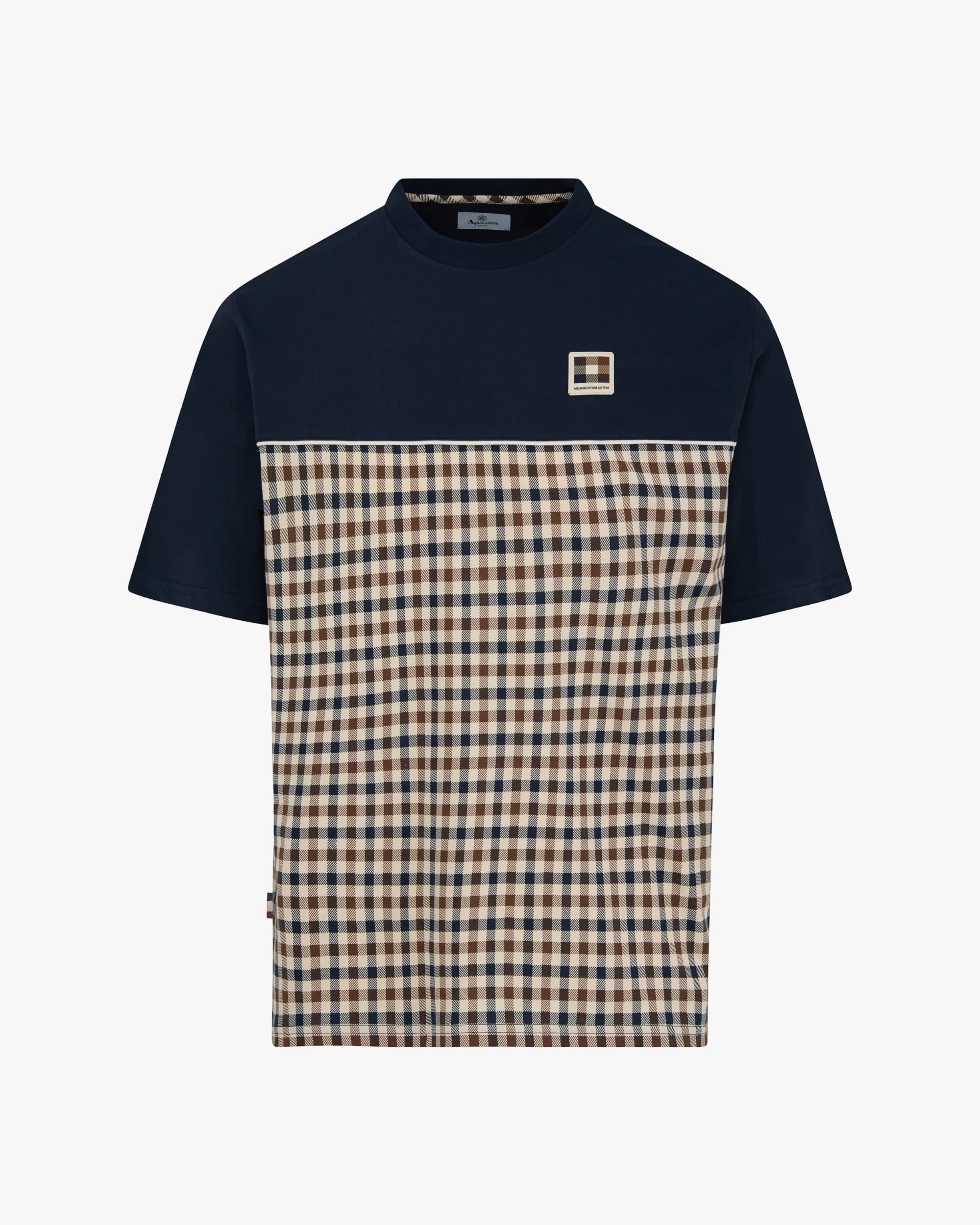 Club Check Panel T-Shirt Aquascutum - Navy
