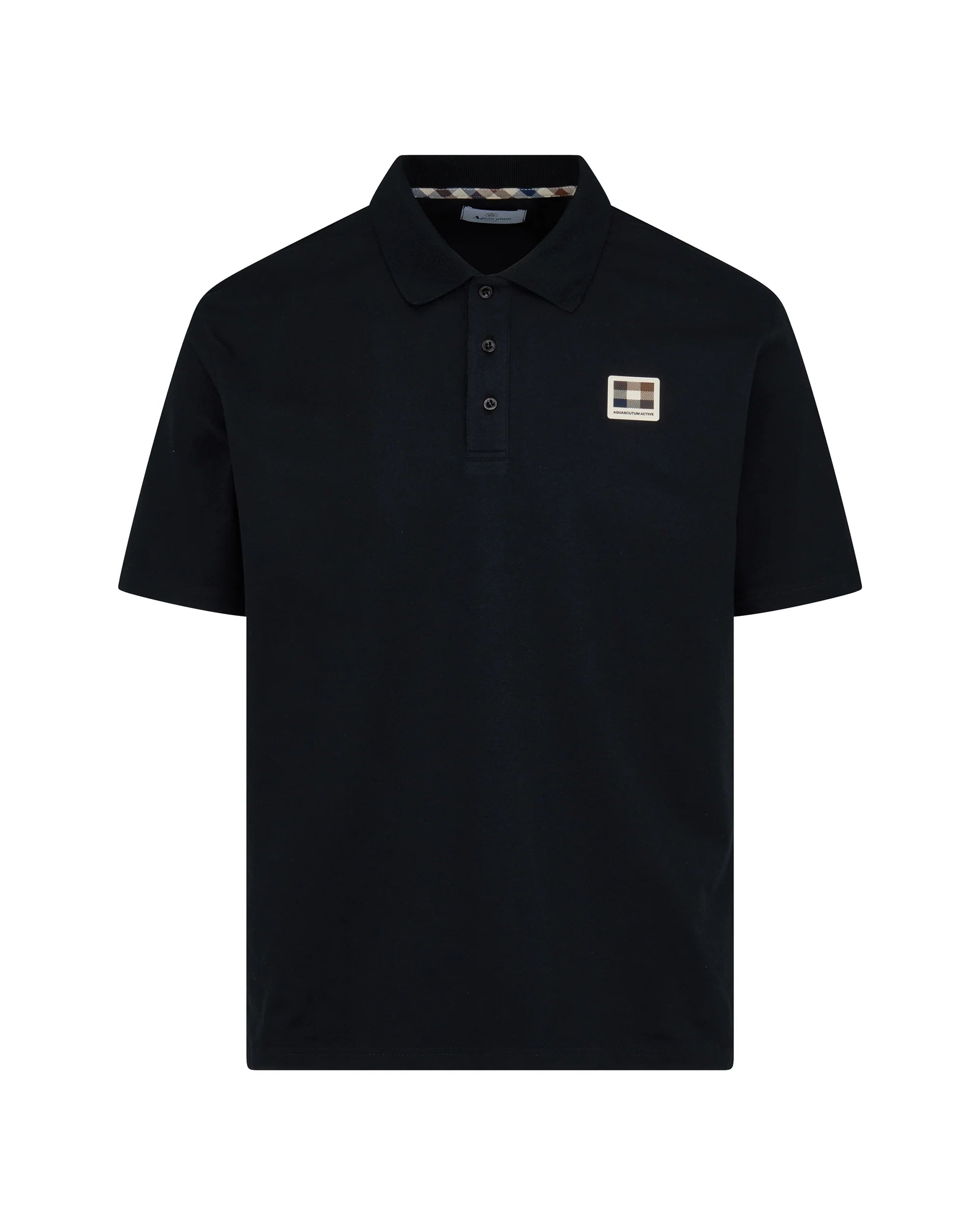 Stretch Piquet Badge Polo Aquascutum - Black