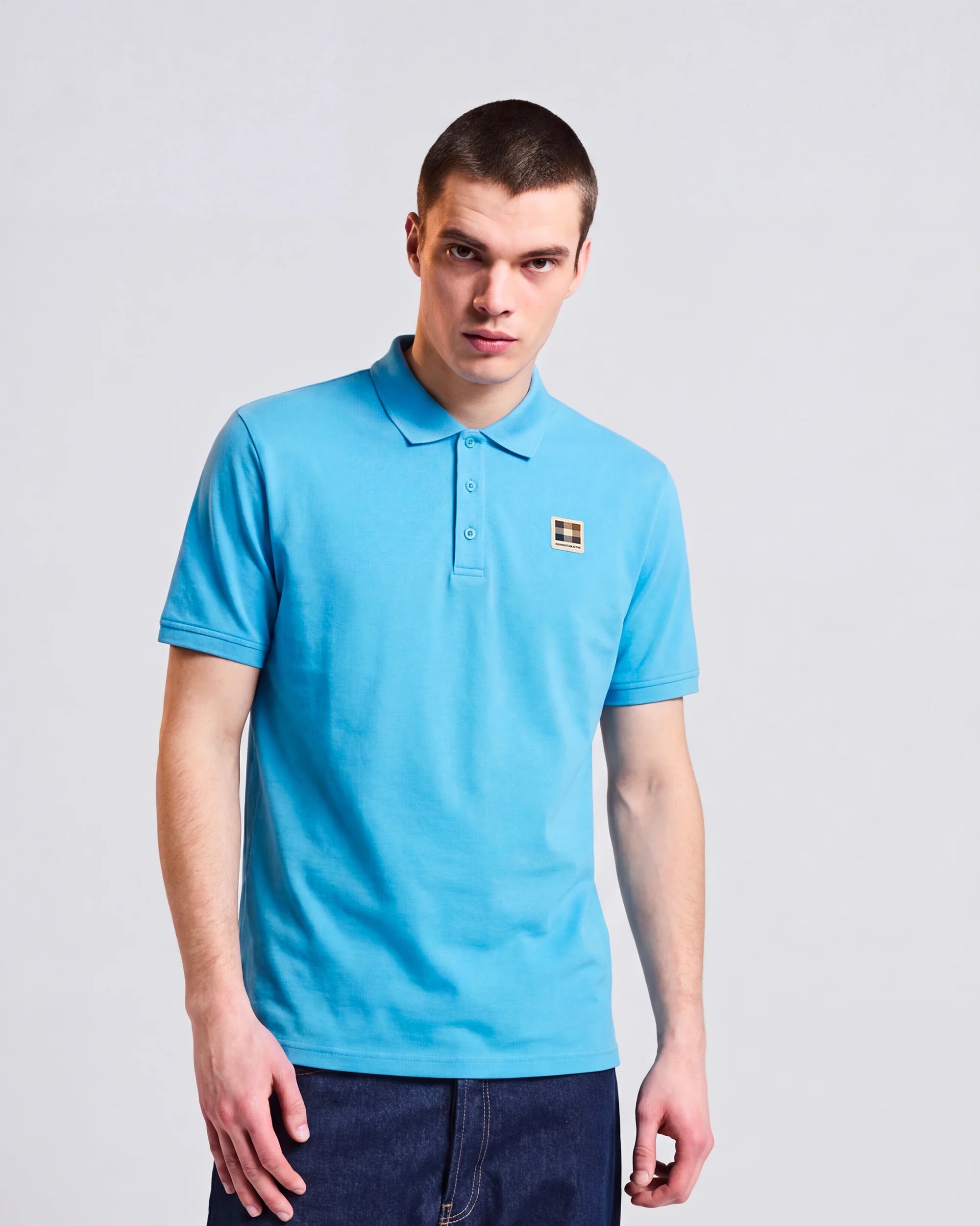 Stretch Piquet Badge Polo Aquascutum - Avio