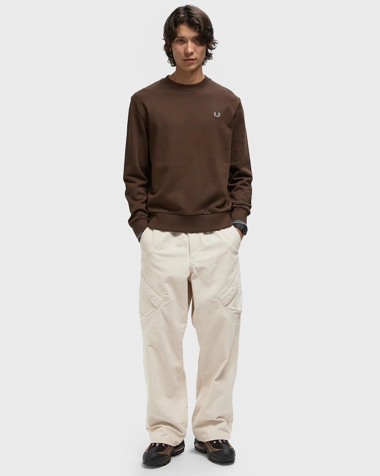 Crew Neck Sweatshirt Fred Perry AW25 - Burnt Tobacco