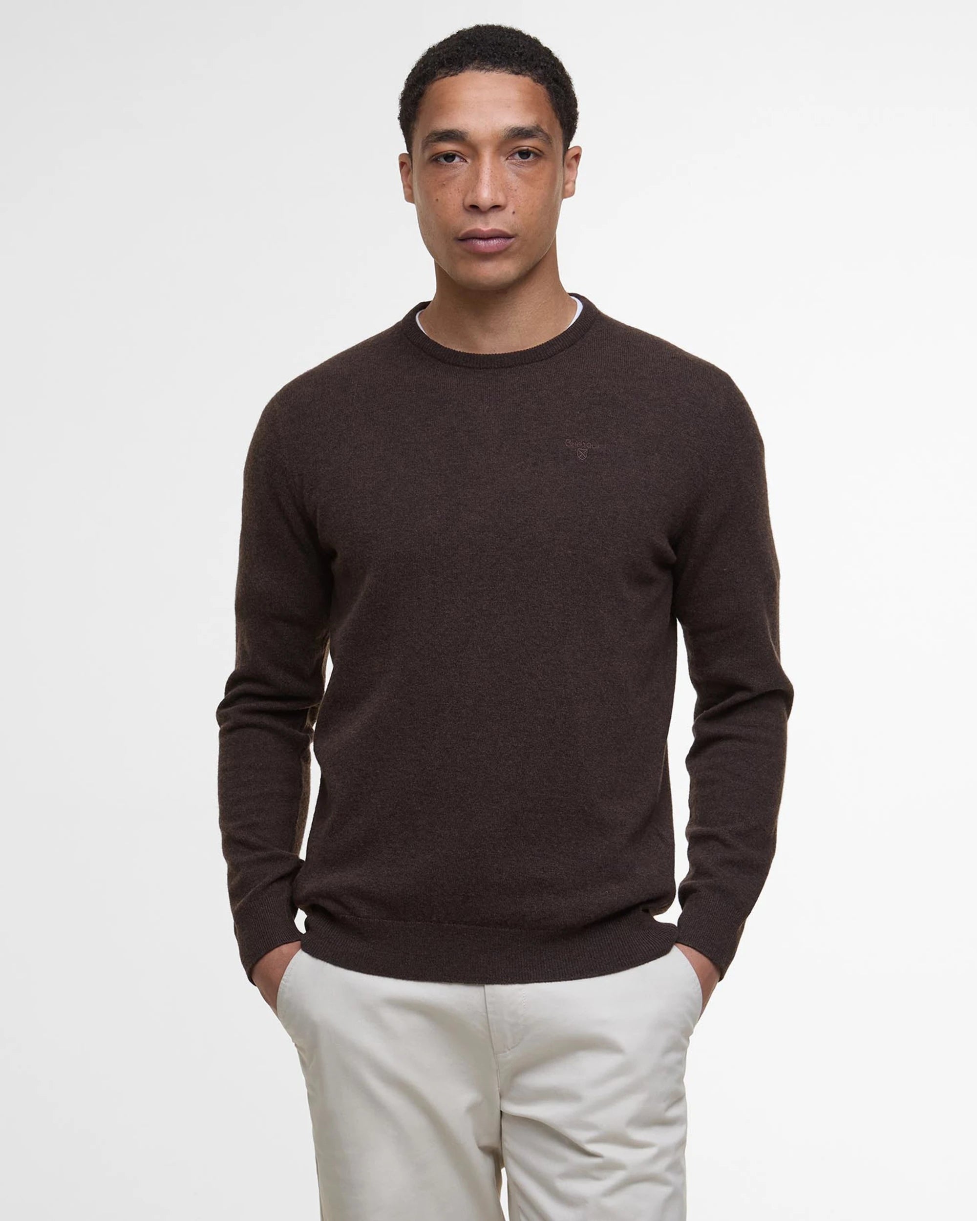 Essential L/Wool Crew AW25 Barbour - Dark Oak