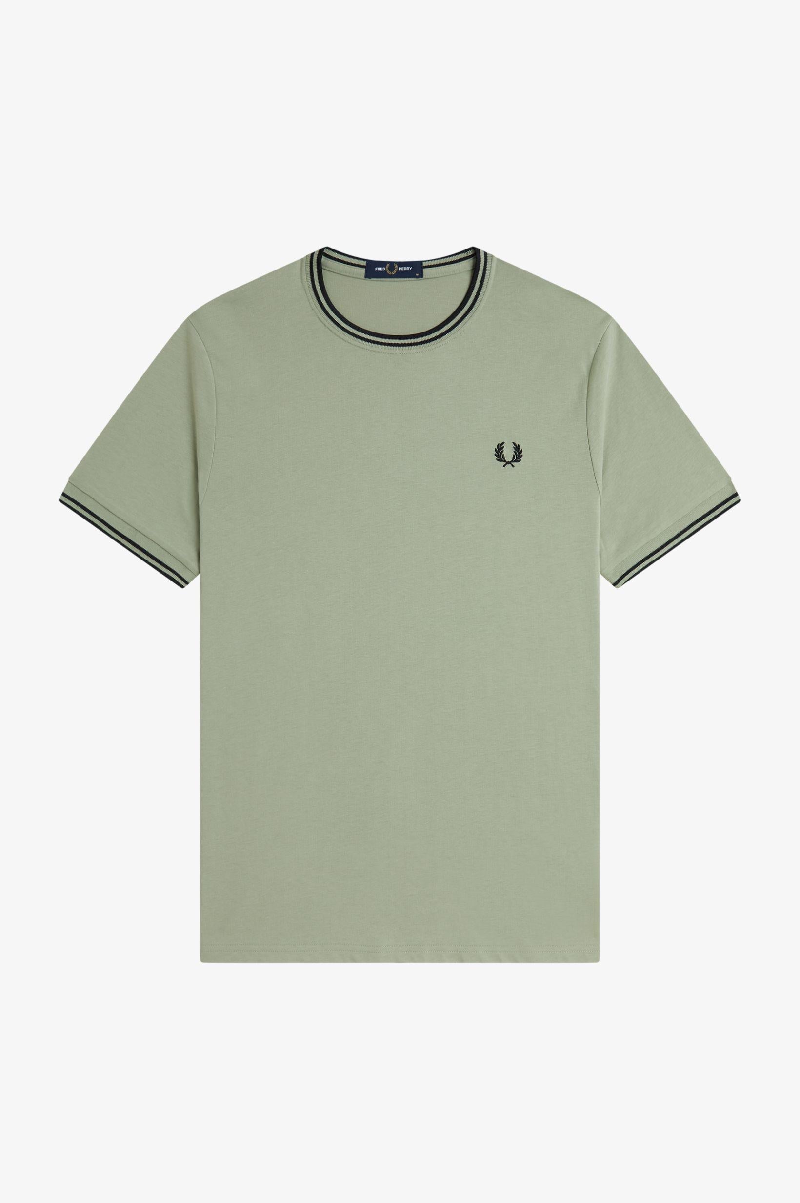 Fred Perry Twin Tipped T-Shirt - Seagrass / Black