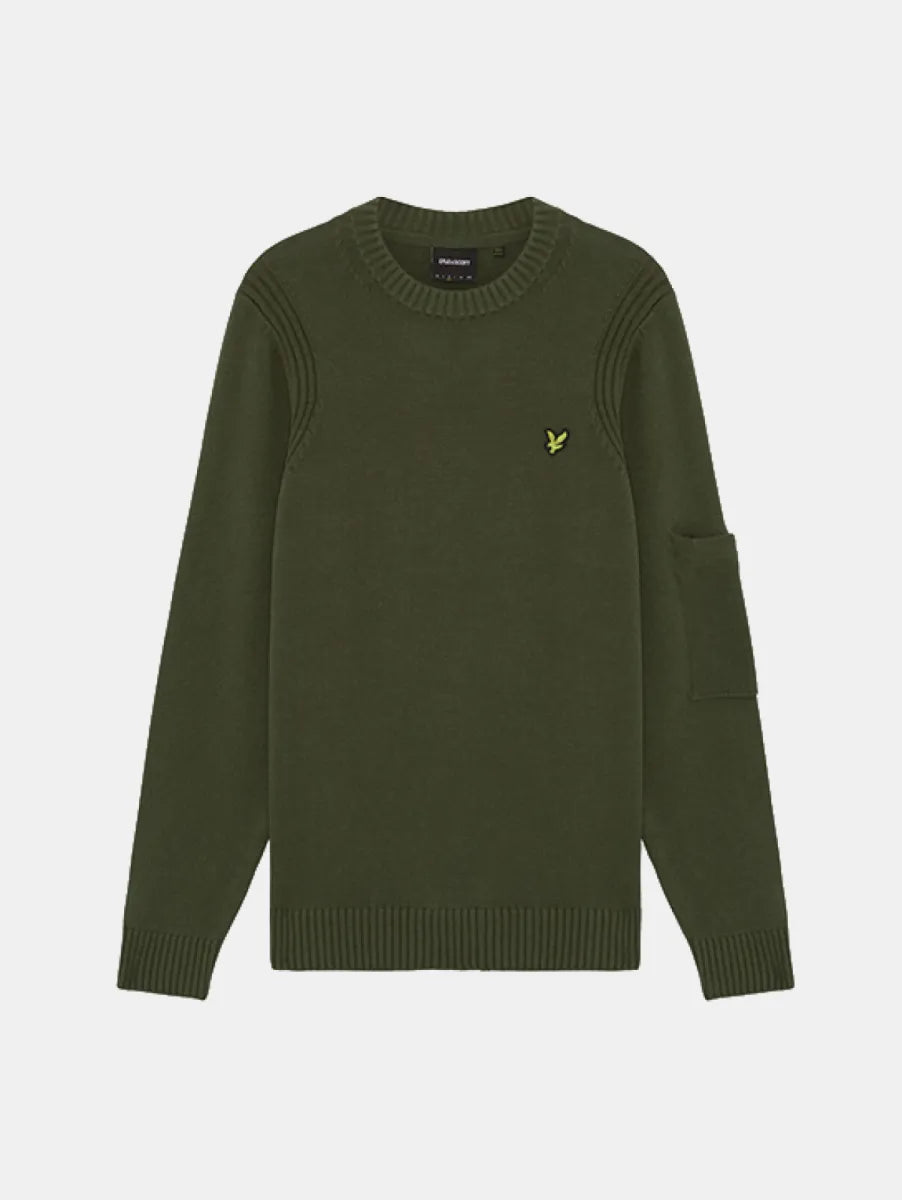 Lyle & Scott – Rib Insert Crew Neck Jumper – True Olive