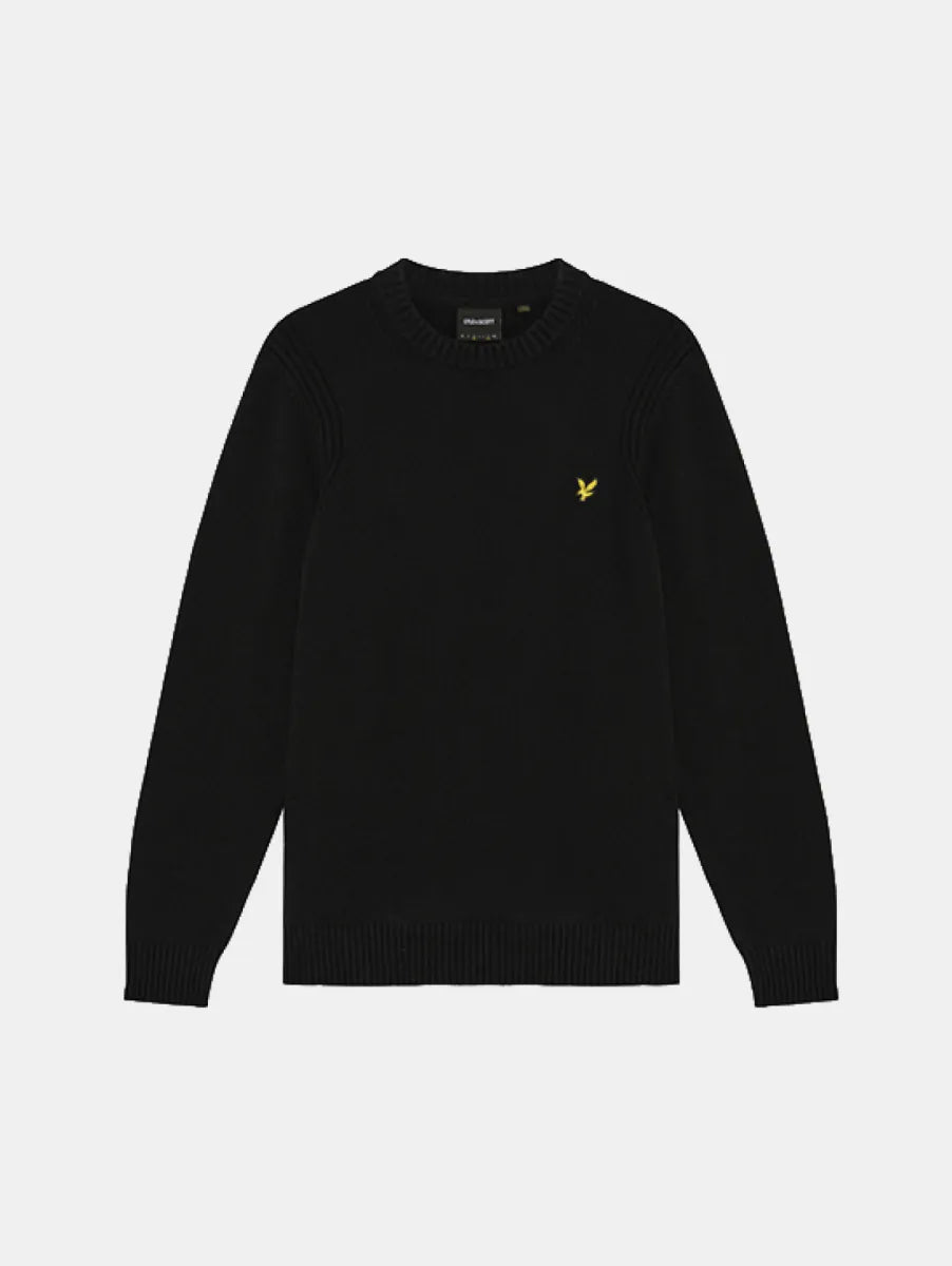 Lyle & Scott – Rib Insert Crew Neck Jumper – Jet Black