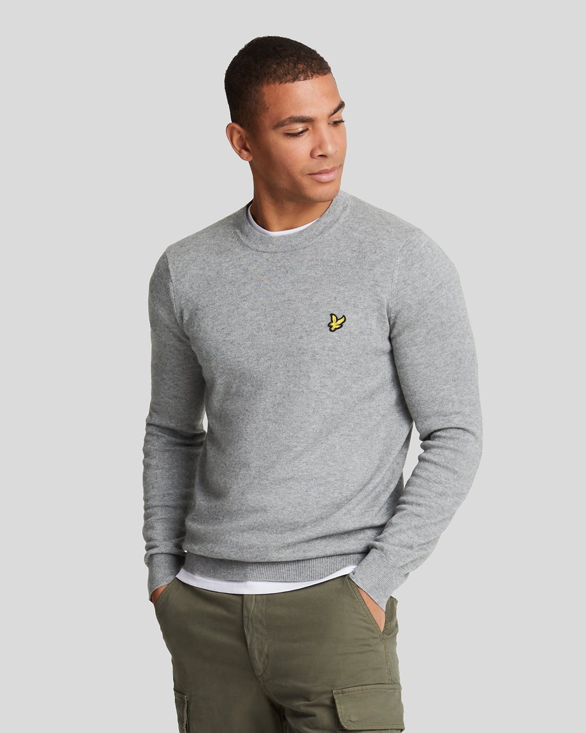 Lyle & Scott – Cotton Merino Crew Neck Jumper – Mid Grey Marl