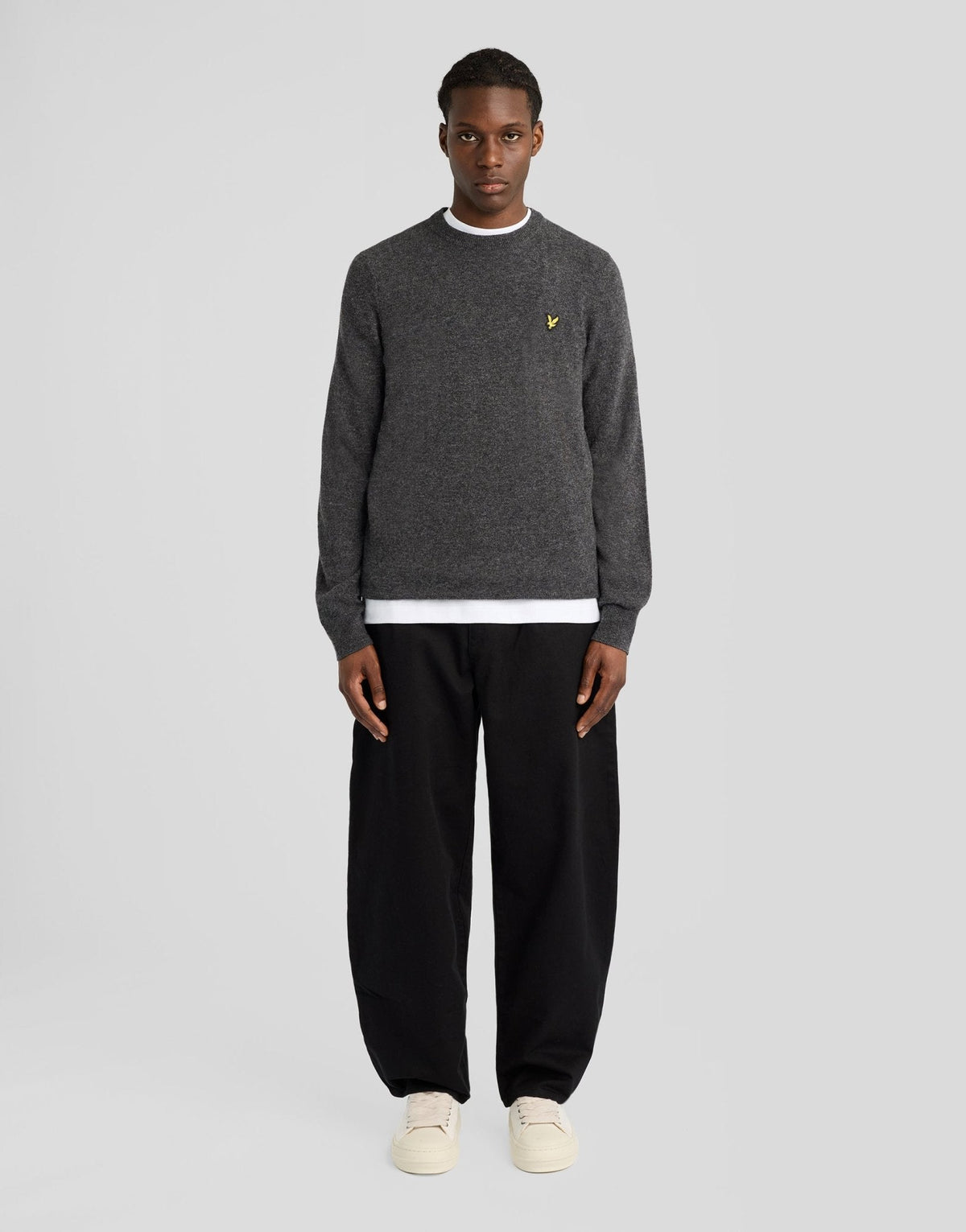 Lyle & Scott – Lambswool Blend Crew Neck Jumper – Charcoal Marl