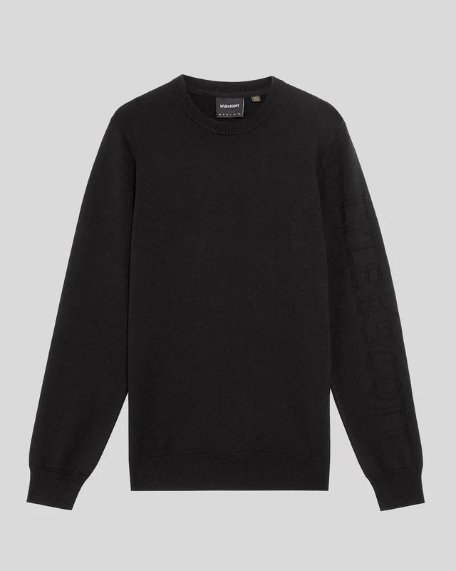 Mesh Logo Crew Neck Jumper Lyle & Scott AW25 - Jet Black