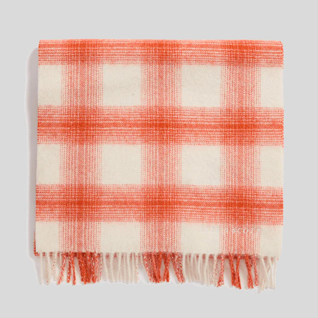 Tartan Check Lambswool Blend Scarf Lyle & Scott AW25 - White/ Ketchup