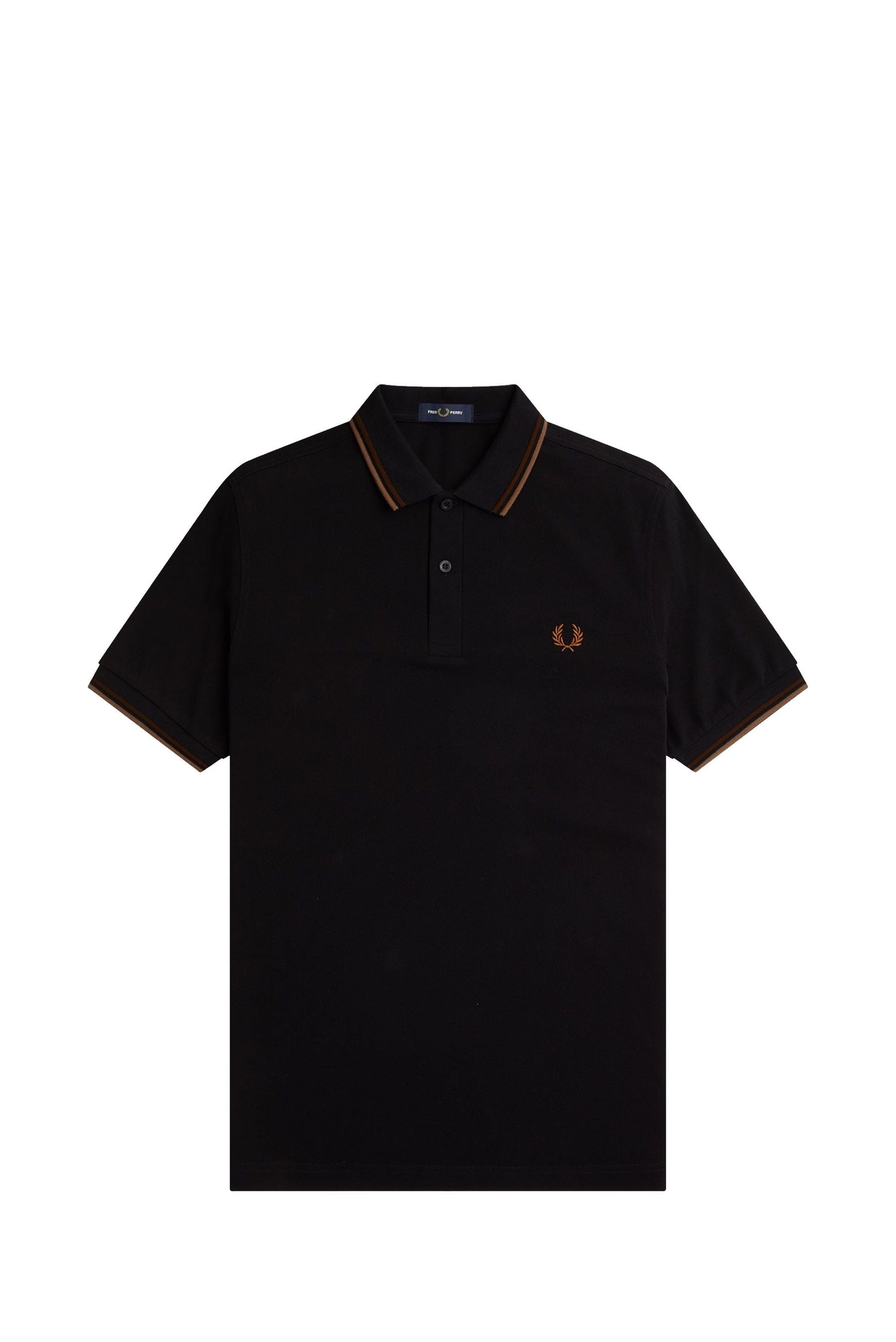 FP Twin Tipped Fred Perry Polo Shirt - Black / Brick / Whsbr