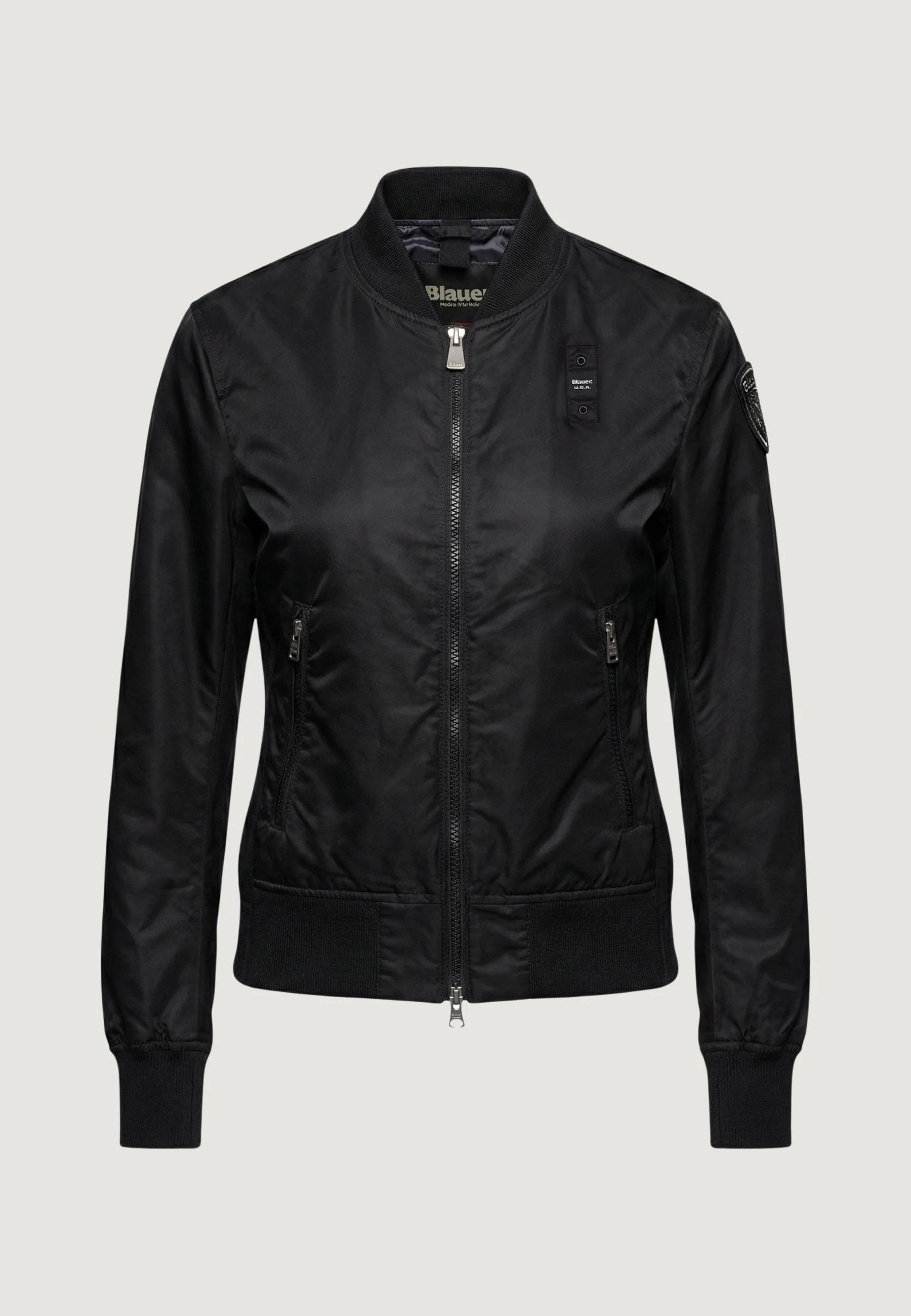 BOMBER NYLON AND NEOPRENE LAURIE BLAUER WOMAN - BLACK